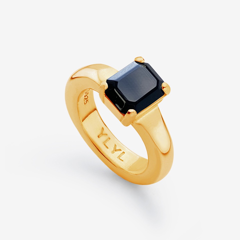 [YLYL Atelier] Foi ring Silver, BLACK (Gold plated)