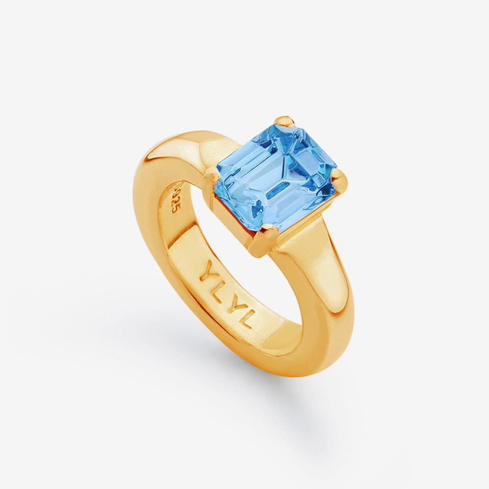 [YLYL Atelier] Foi ring Silver, AQUA (Gold plated)